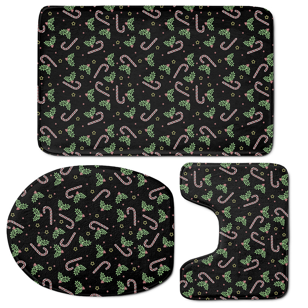 Lights Christmas Pattern Print 3 Piece Bath Mat Set
