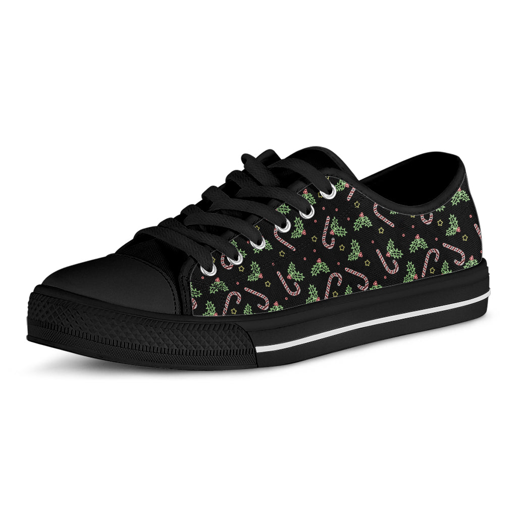 Lights Christmas Pattern Print Black Low Top Shoes