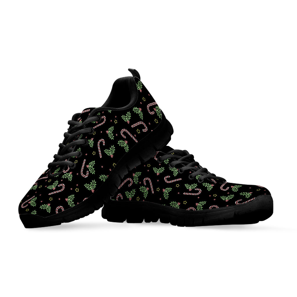 Lights Christmas Pattern Print Black Sneakers