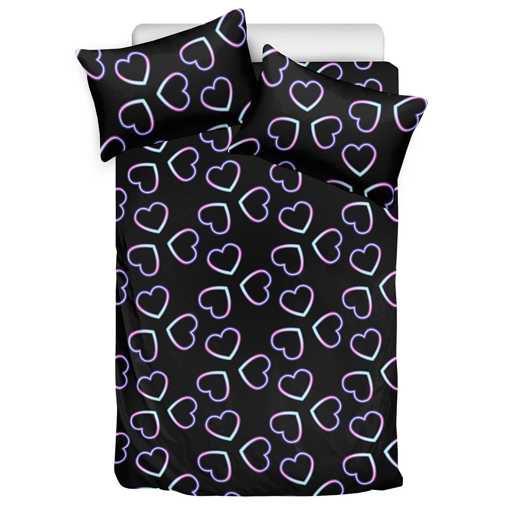 Lights Heart Pattern Print Duvet Cover Bedding Set