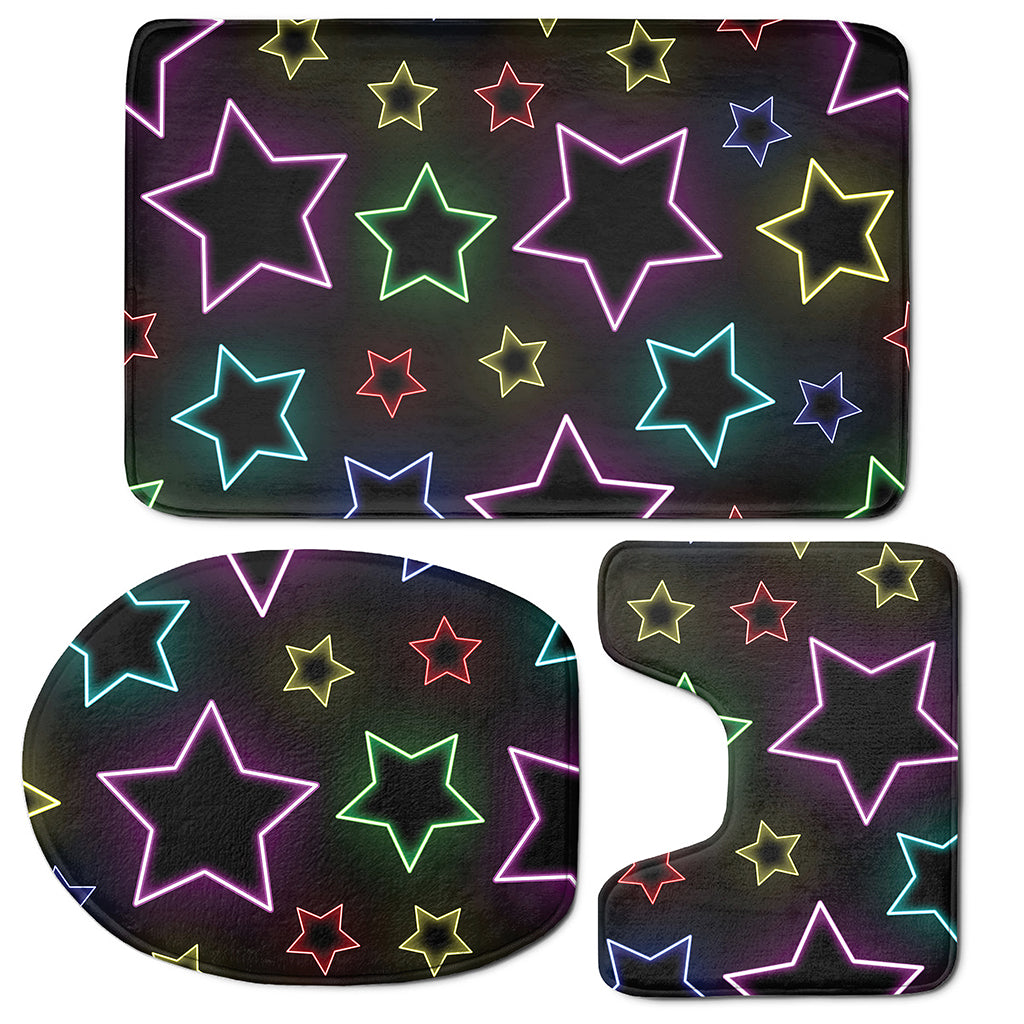 Lights Star Pattern Print 3 Piece Bath Mat Set