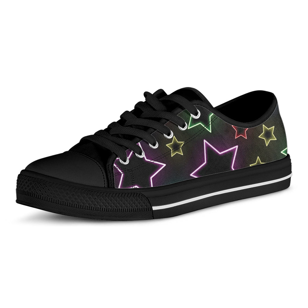 Lights Star Pattern Print Black Low Top Shoes