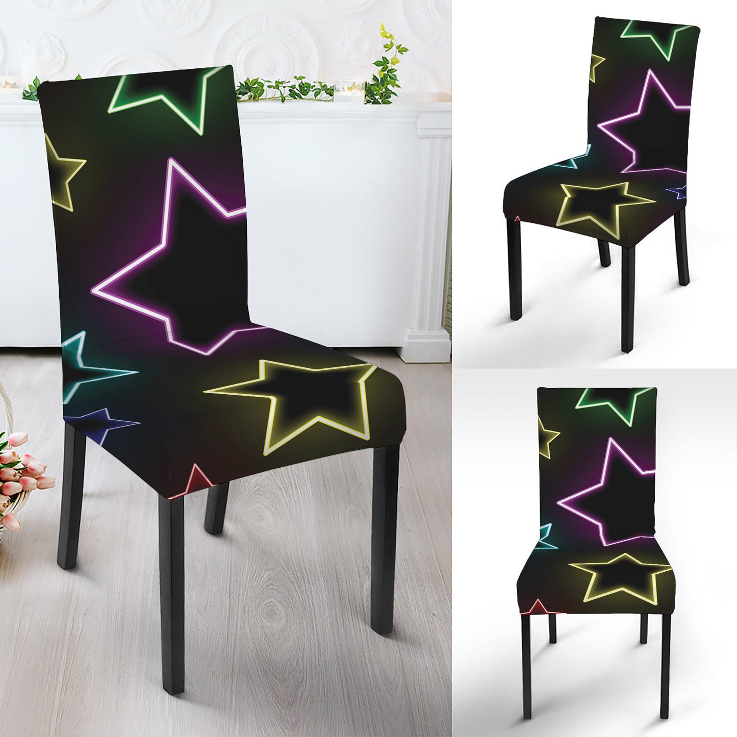 Lights Star Pattern Print Dining Chair Slipcover