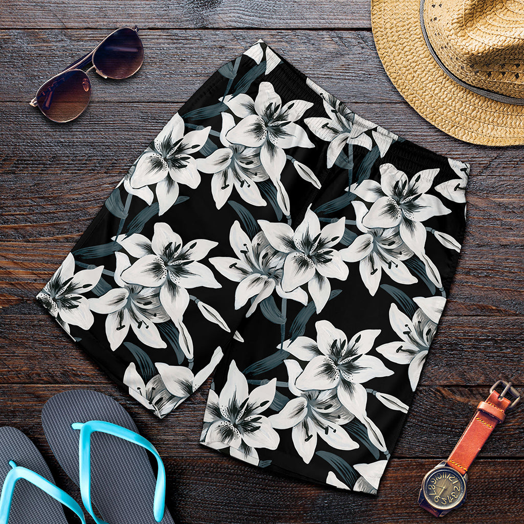 Lily Floral Pattern Print Men's Shorts