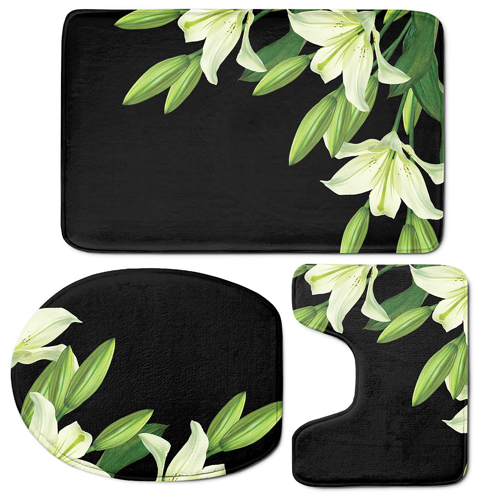 Lily Floral Print 3 Piece Bath Mat Set