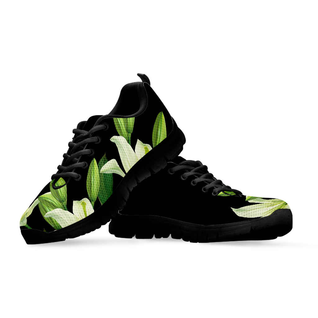 Lily Floral Print Black Sneakers