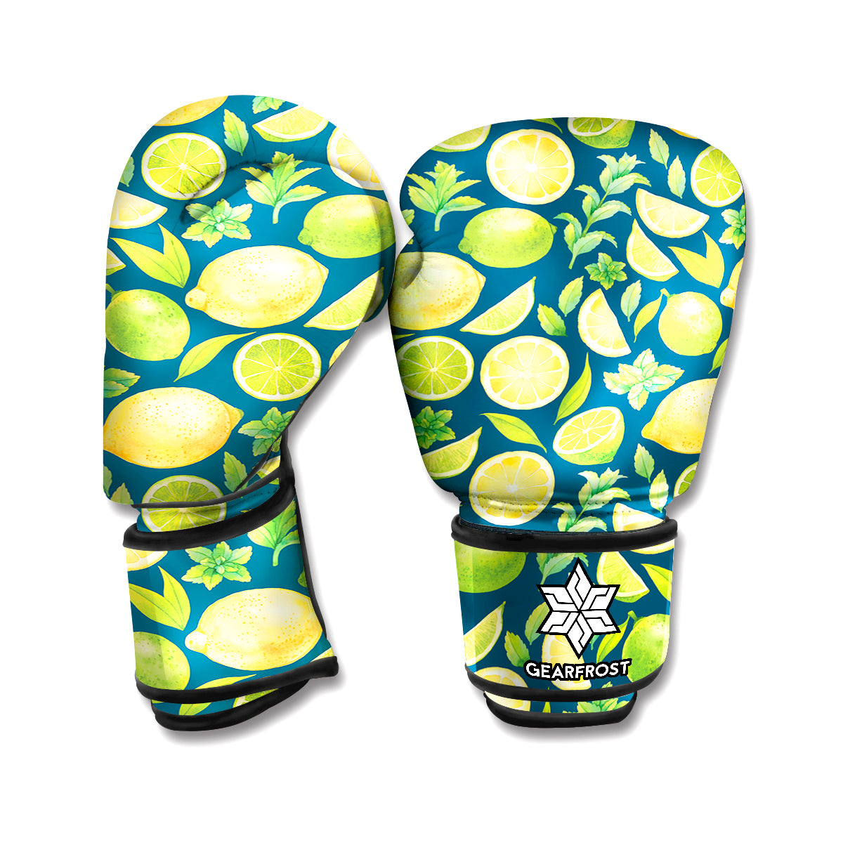 Lime And Lemon Pattern Print Boxing Gloves