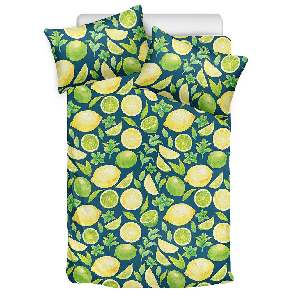 Lime And Lemon Pattern Print Duvet Cover Bedding Set