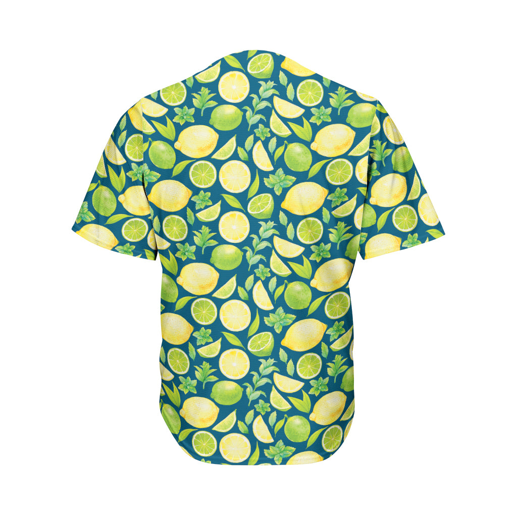 Lime And Lemon Pattern Print Men's Baseball Jersey