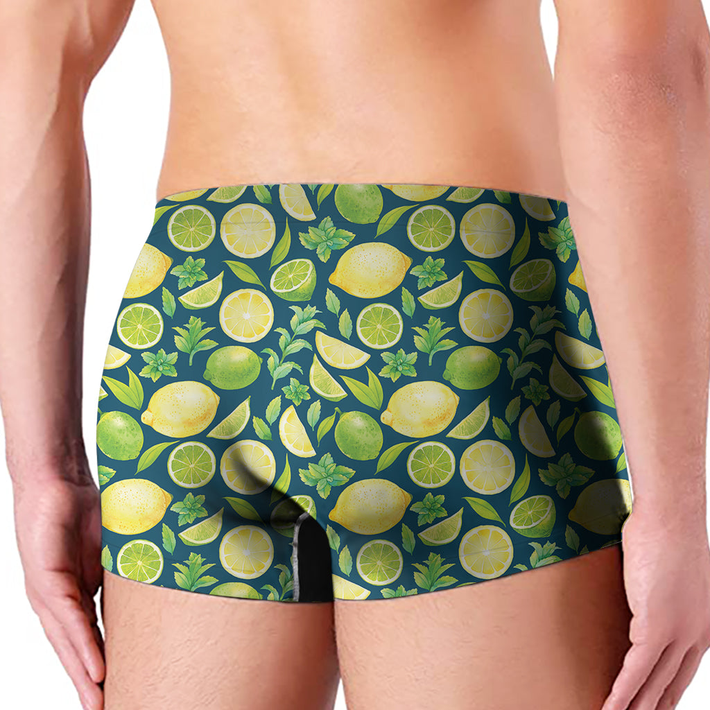 Lime And Lemon Pattern Print Men's Boxer Briefs