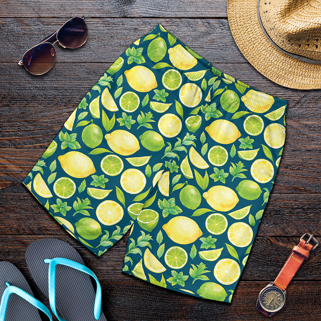 Lime And Lemon Pattern Print Men's Shorts