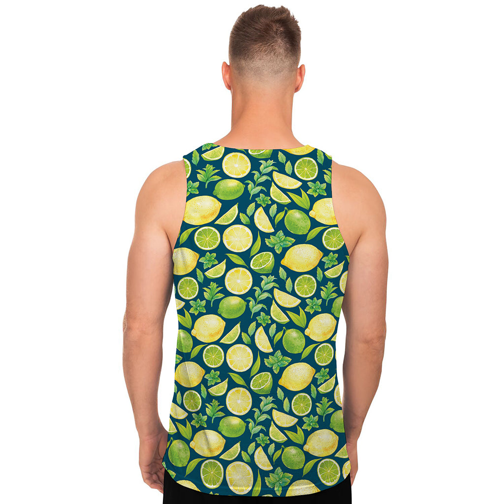 Lime And Lemon Pattern Print Men's Tank Top