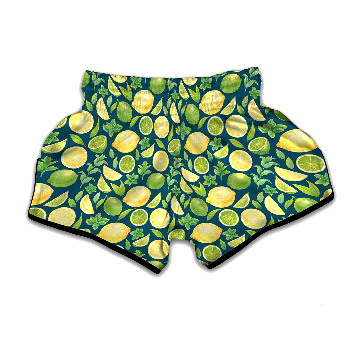 Lime And Lemon Pattern Print Muay Thai Boxing Shorts