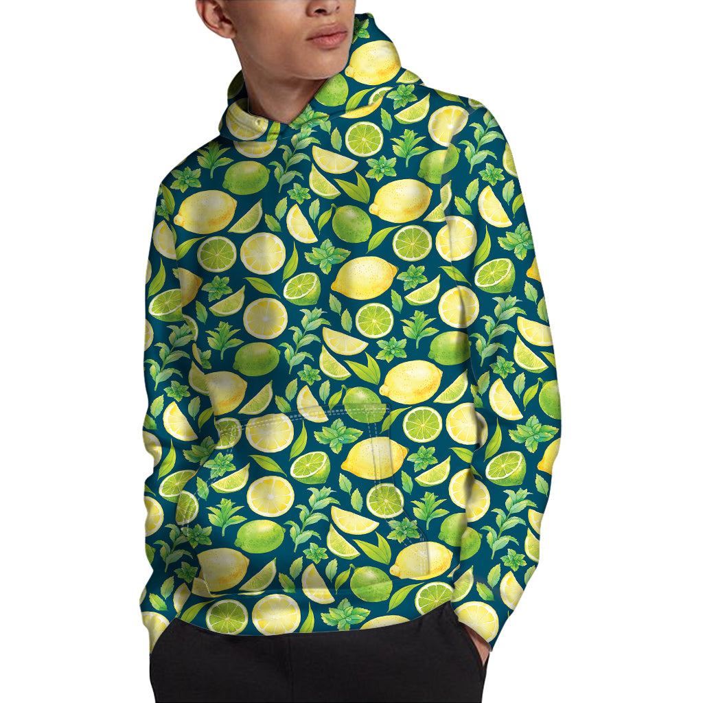 Lime And Lemon Pattern Print Pullover Hoodie