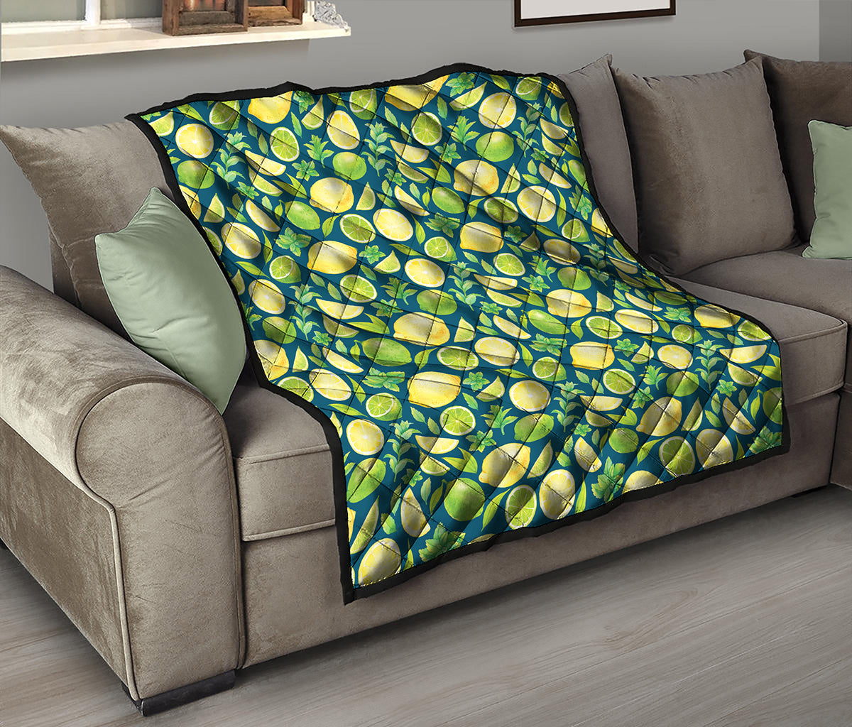 Lime And Lemon Pattern Print Quilt