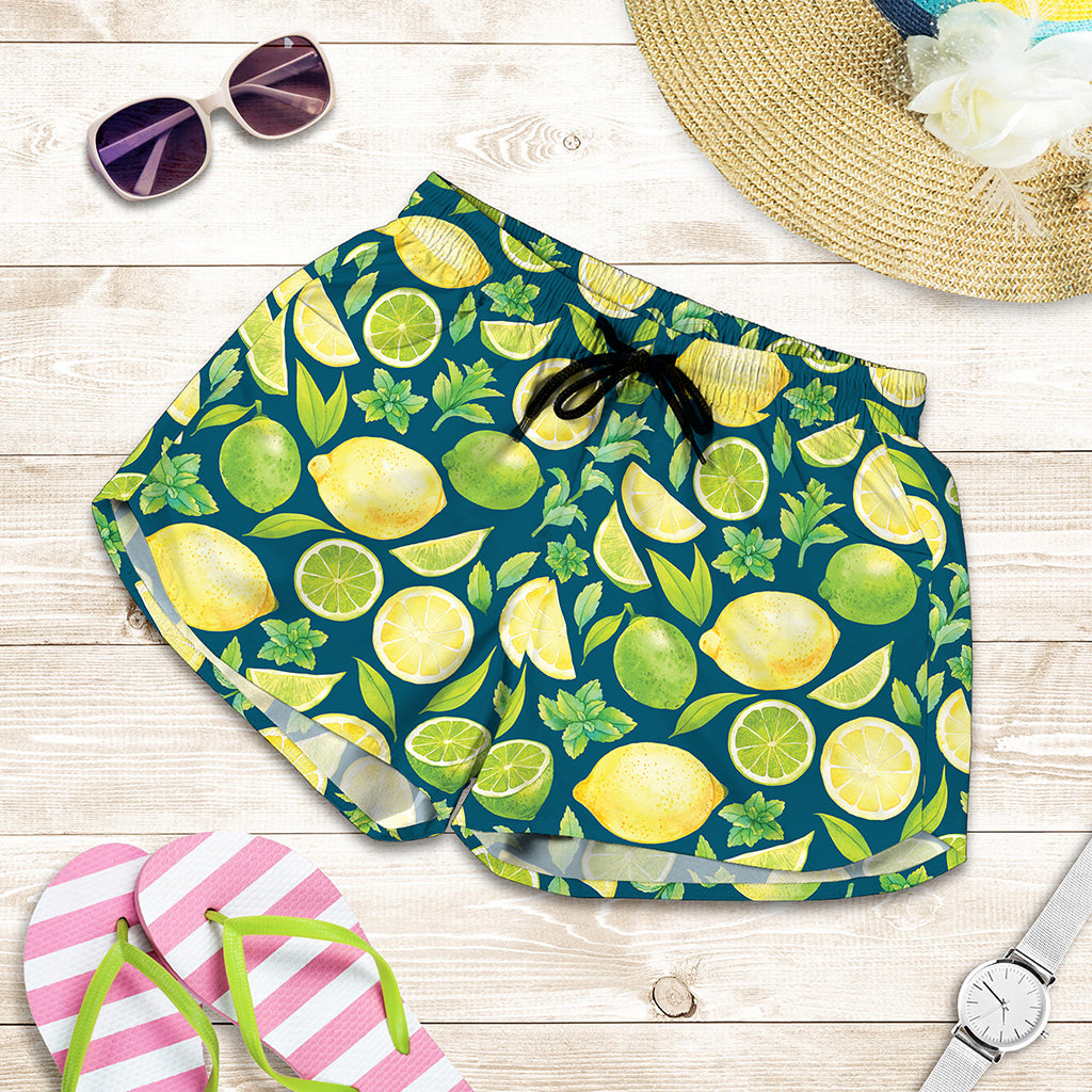 Lime And Lemon Pattern Print Women's Shorts