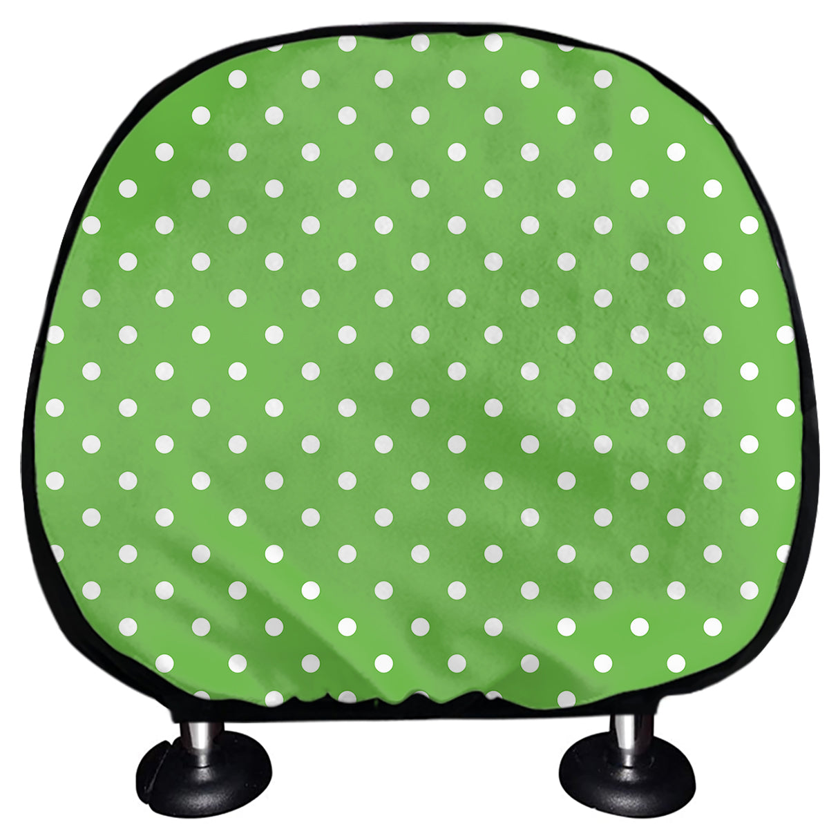 Lime Green And White Polka Dot Print Car Headrest Covers