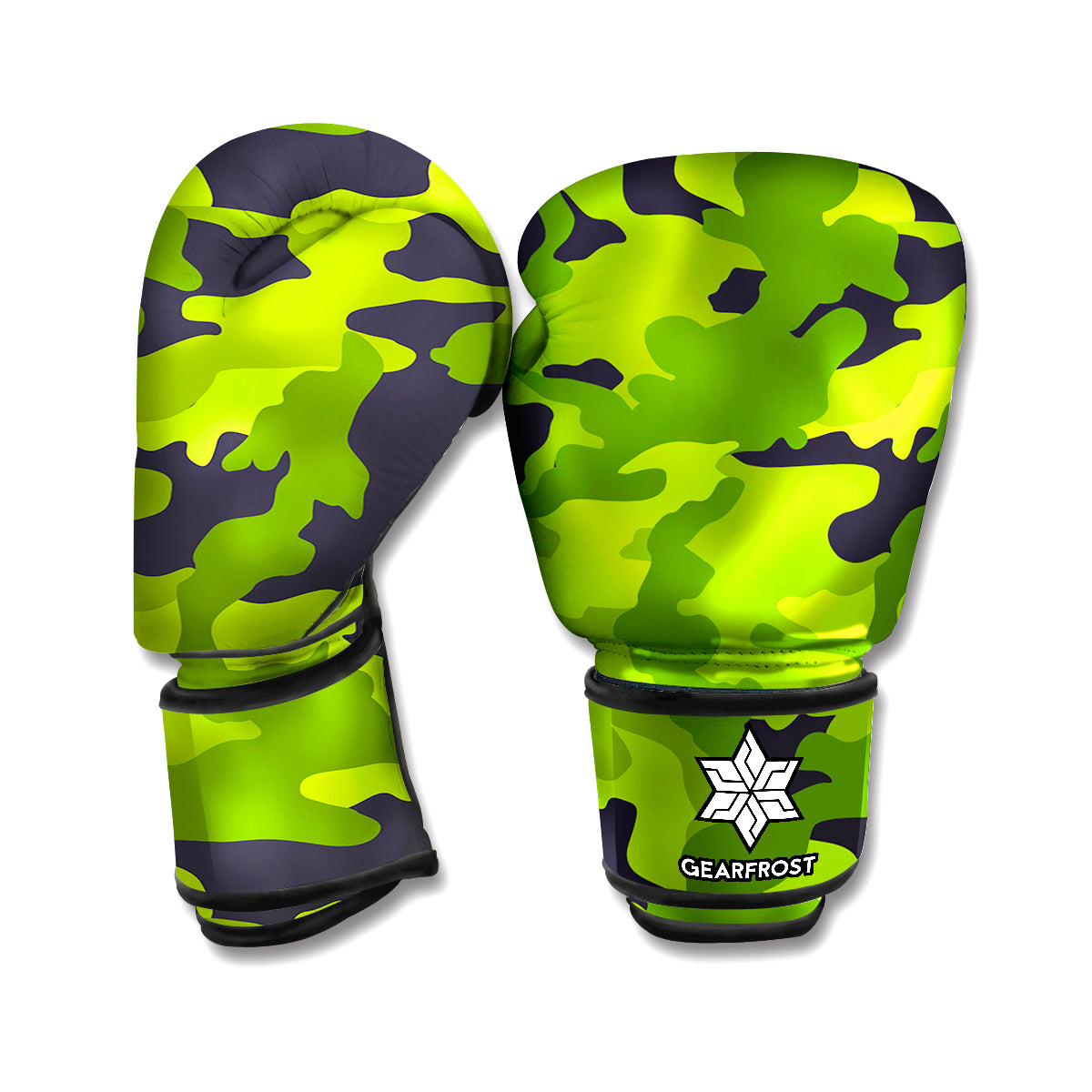 Lime Green Camouflage Print Boxing Gloves