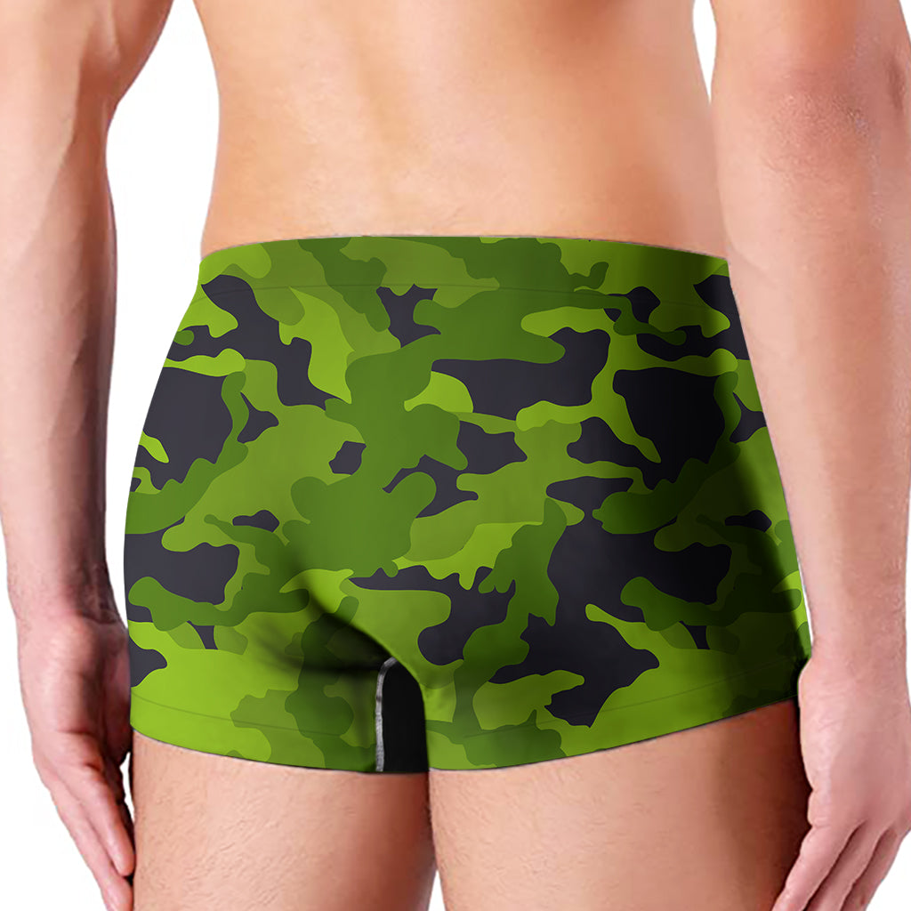 Lime Green Camouflage Print Men's Boxer Briefs