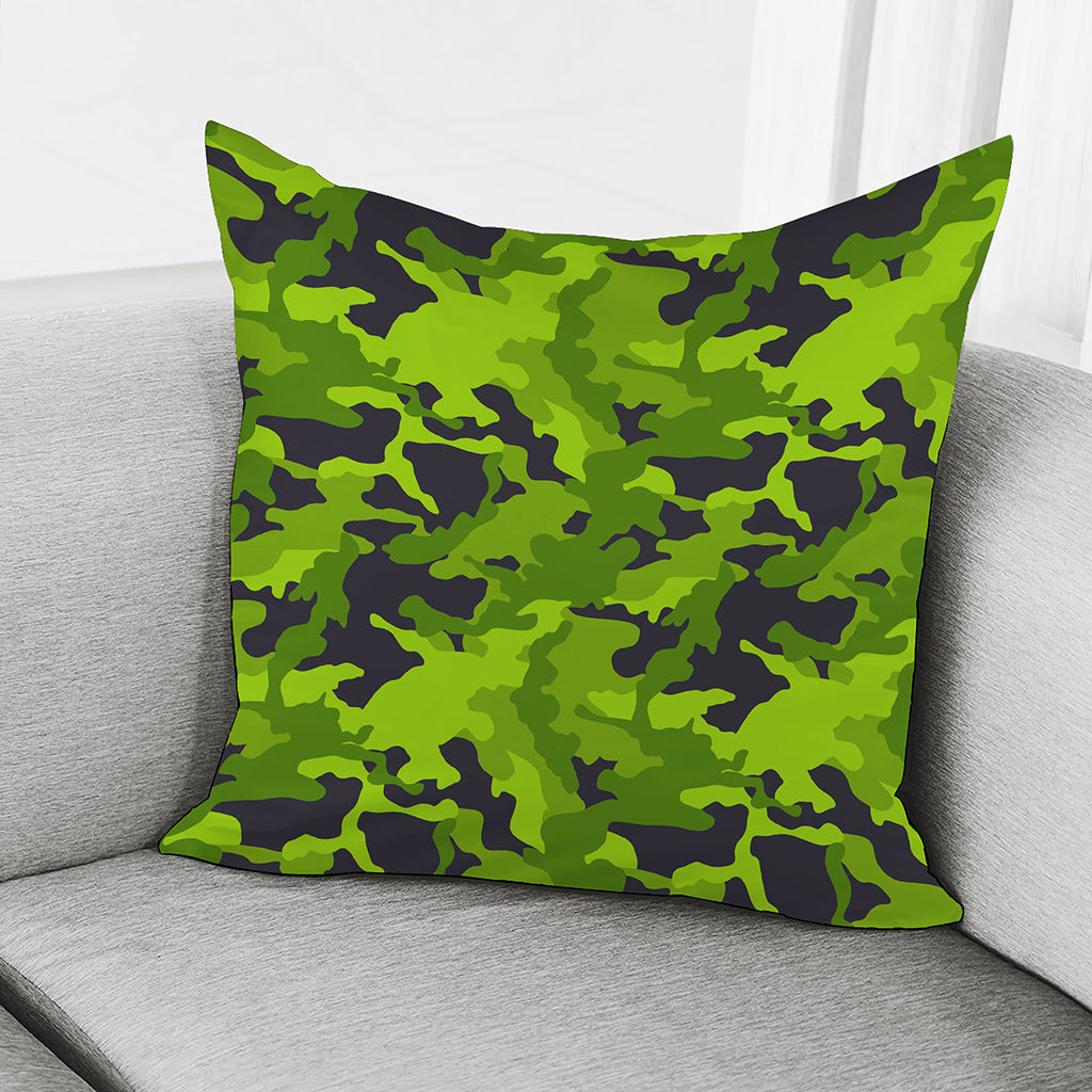 Lime Green Camouflage Print Pillow Cover