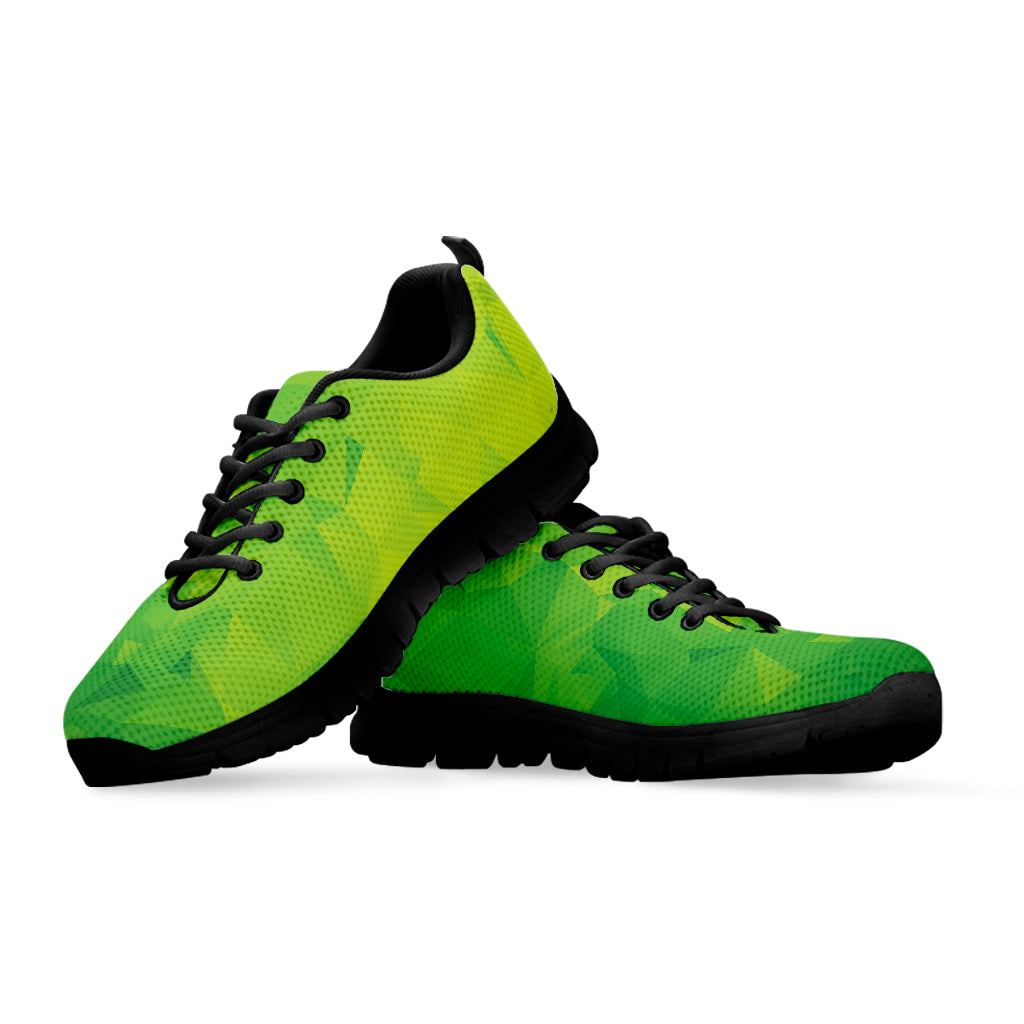 Lime Green Polygonal Geometric Print Black Sneakers
