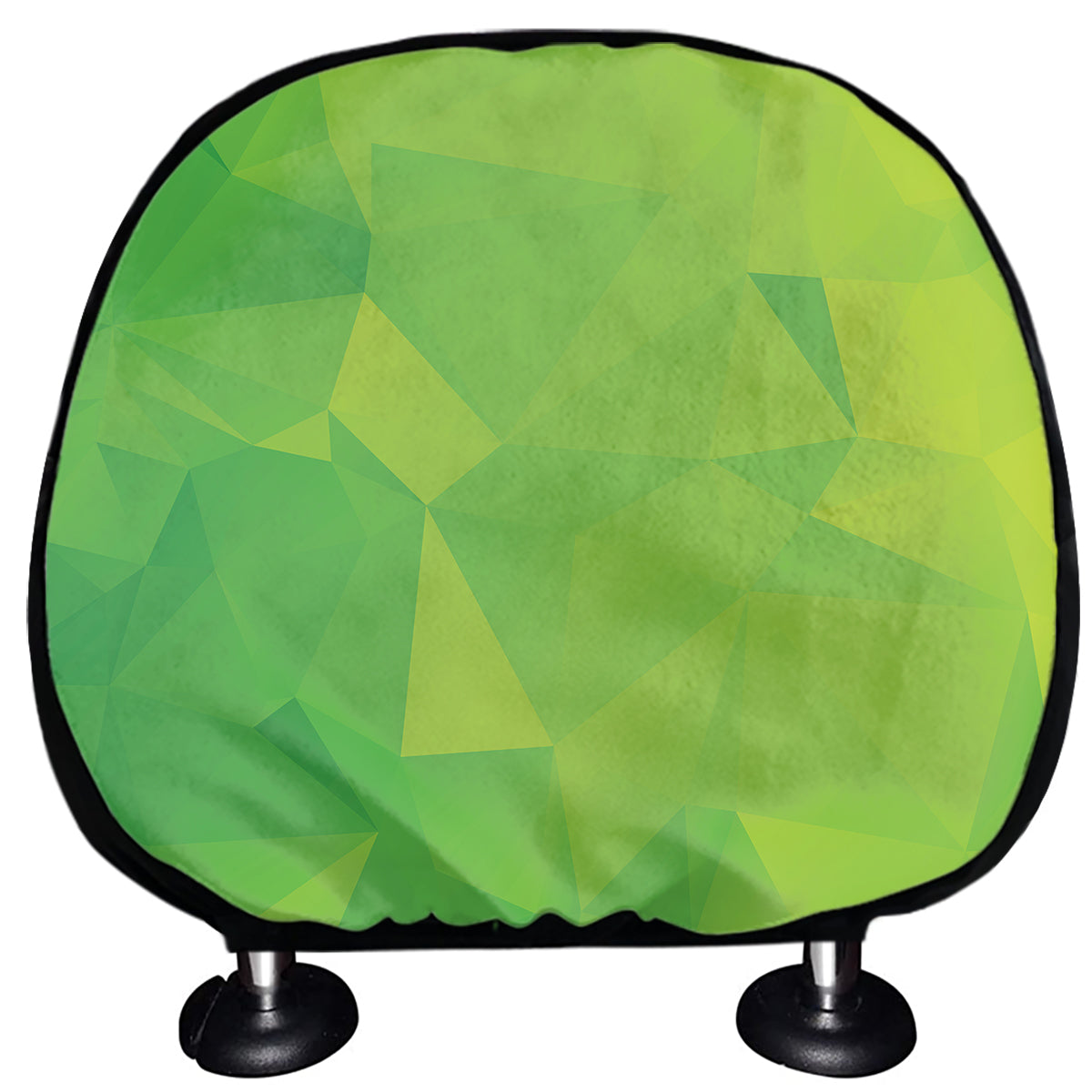 Lime Green Polygonal Geometric Print Car Headrest Covers