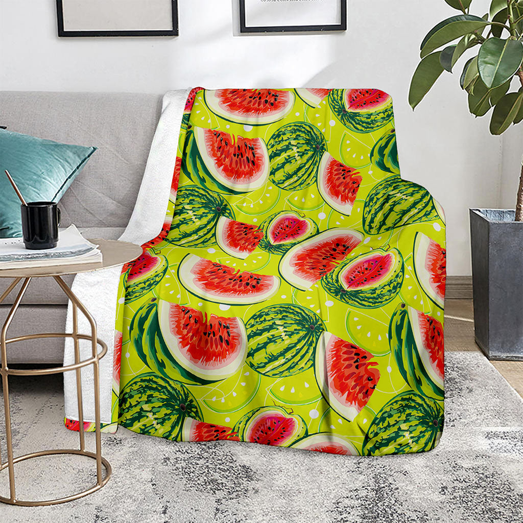 Lime Green Watermelon Pattern Print Blanket