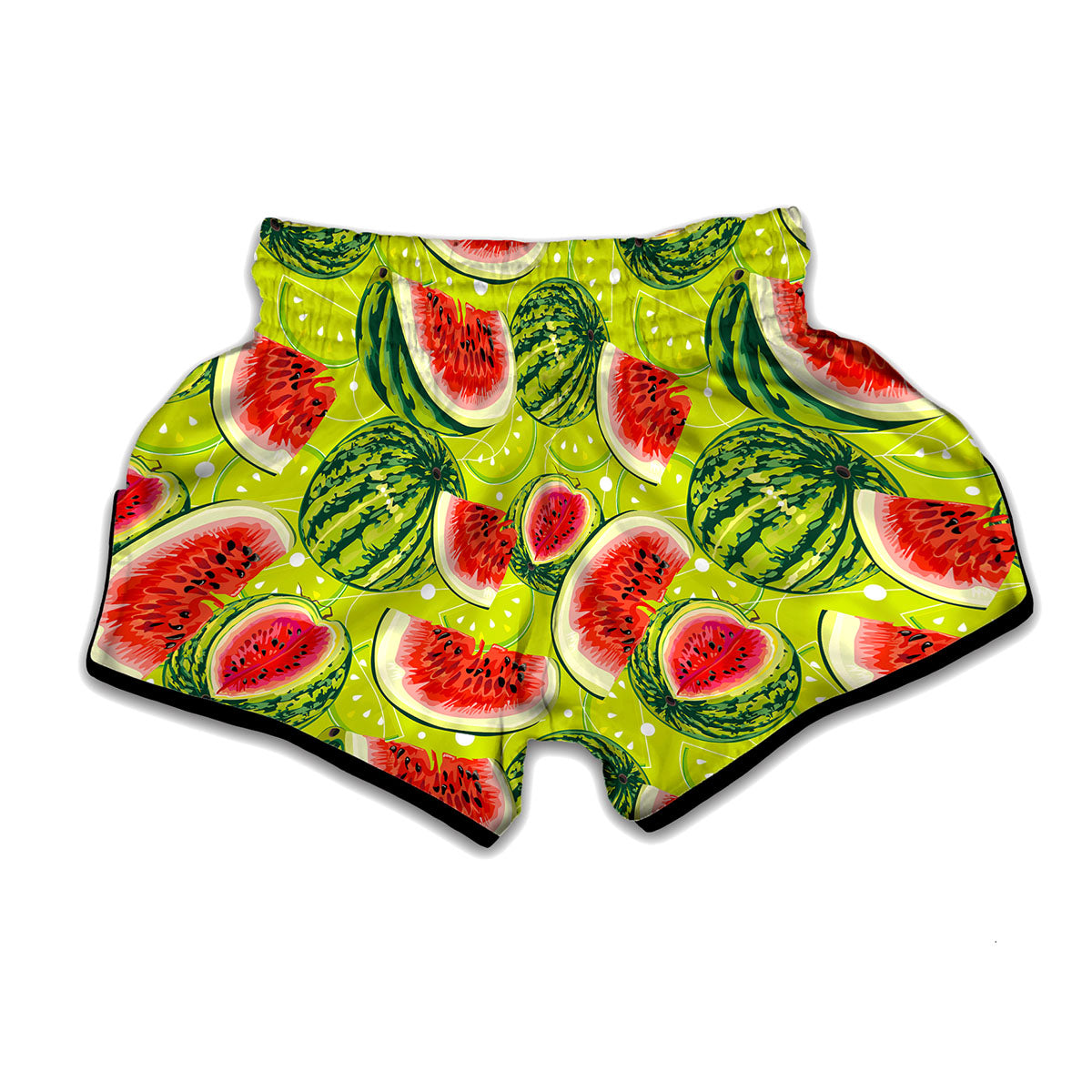 Lime Green Watermelon Pattern Print Muay Thai Boxing Shorts