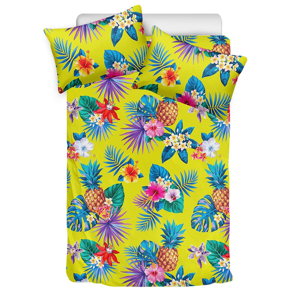 Lime Hawaiian Pineapple Pattern Print Duvet Cover Bedding Set