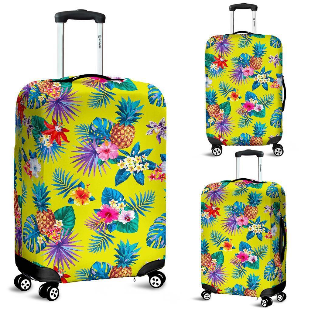 Lime Hawaiian Pineapple Pattern Print Luggage Cover GearFrost