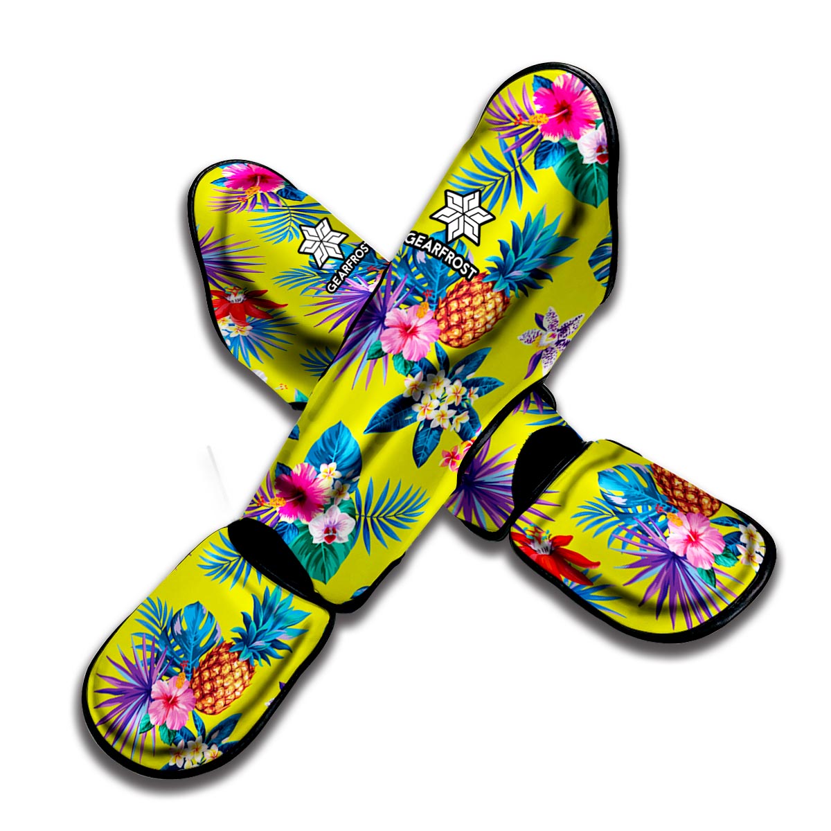 Lime Hawaiian Pineapple Pattern Print Muay Thai Shin Guard