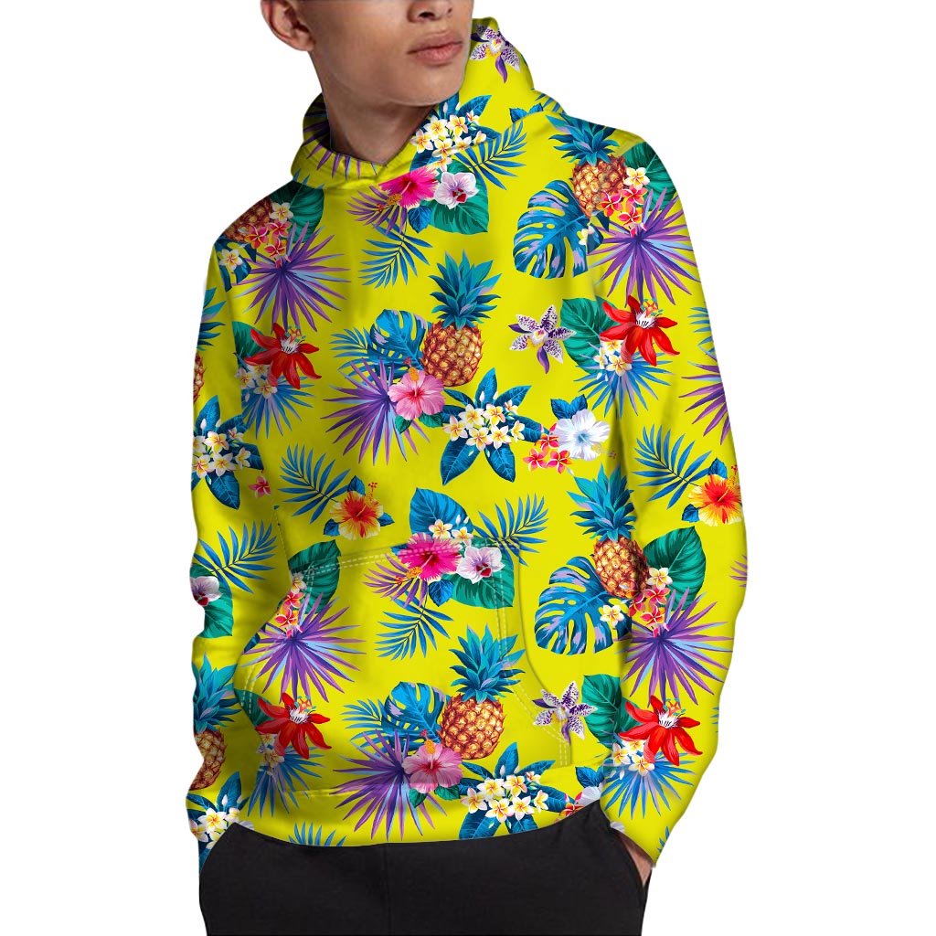 Lime Hawaiian Pineapple Pattern Print Pullover Hoodie