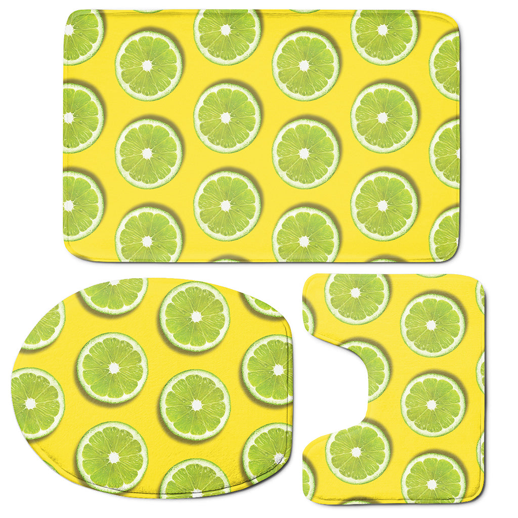 Lime Slices Pattern Print 3 Piece Bath Mat Set