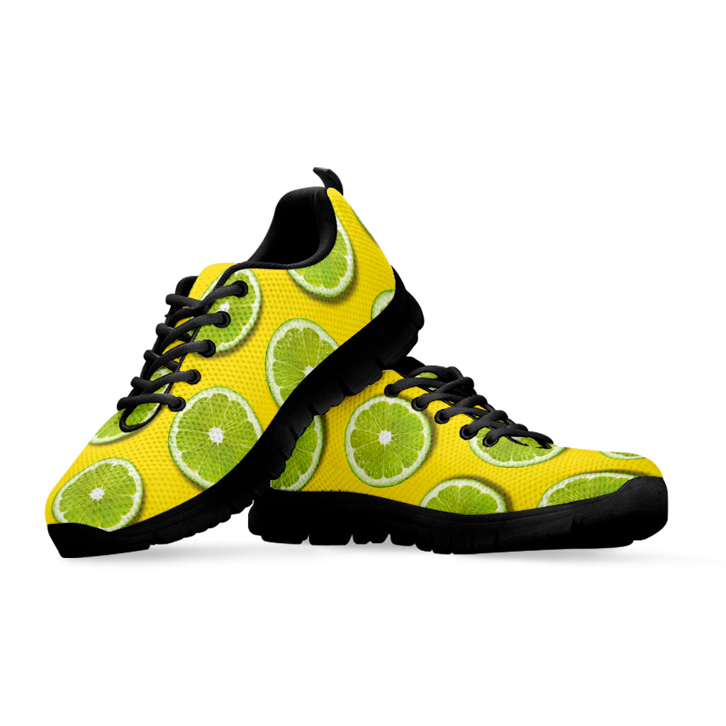 Lime Slices Pattern Print Black Sneakers