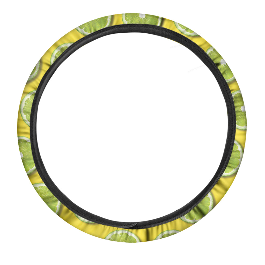 Lime Slices Pattern Print Car Steering Wheel Cover