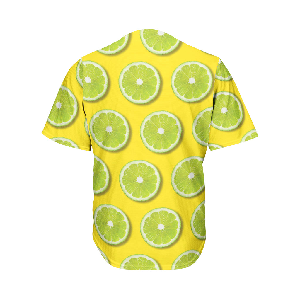 Lime Slices Pattern Print Men's Baseball Jersey