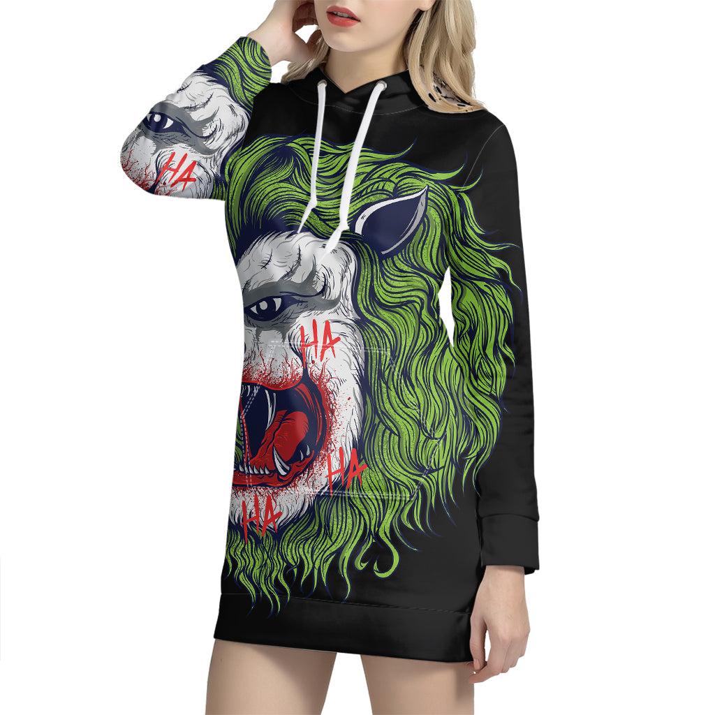 Lion Joker Print Pullover Hoodie Dress