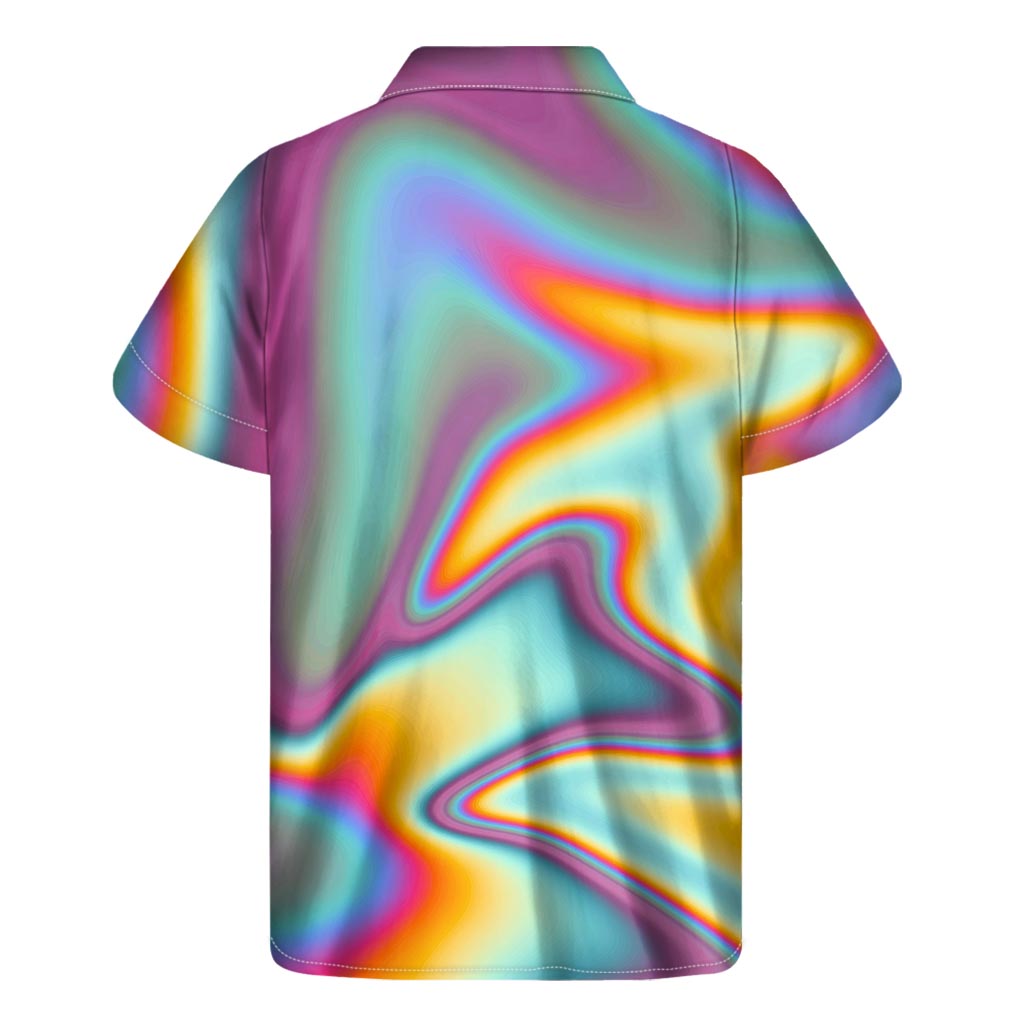 Liquid Holographic Trippy Print Men's Short Sleeve Shirt