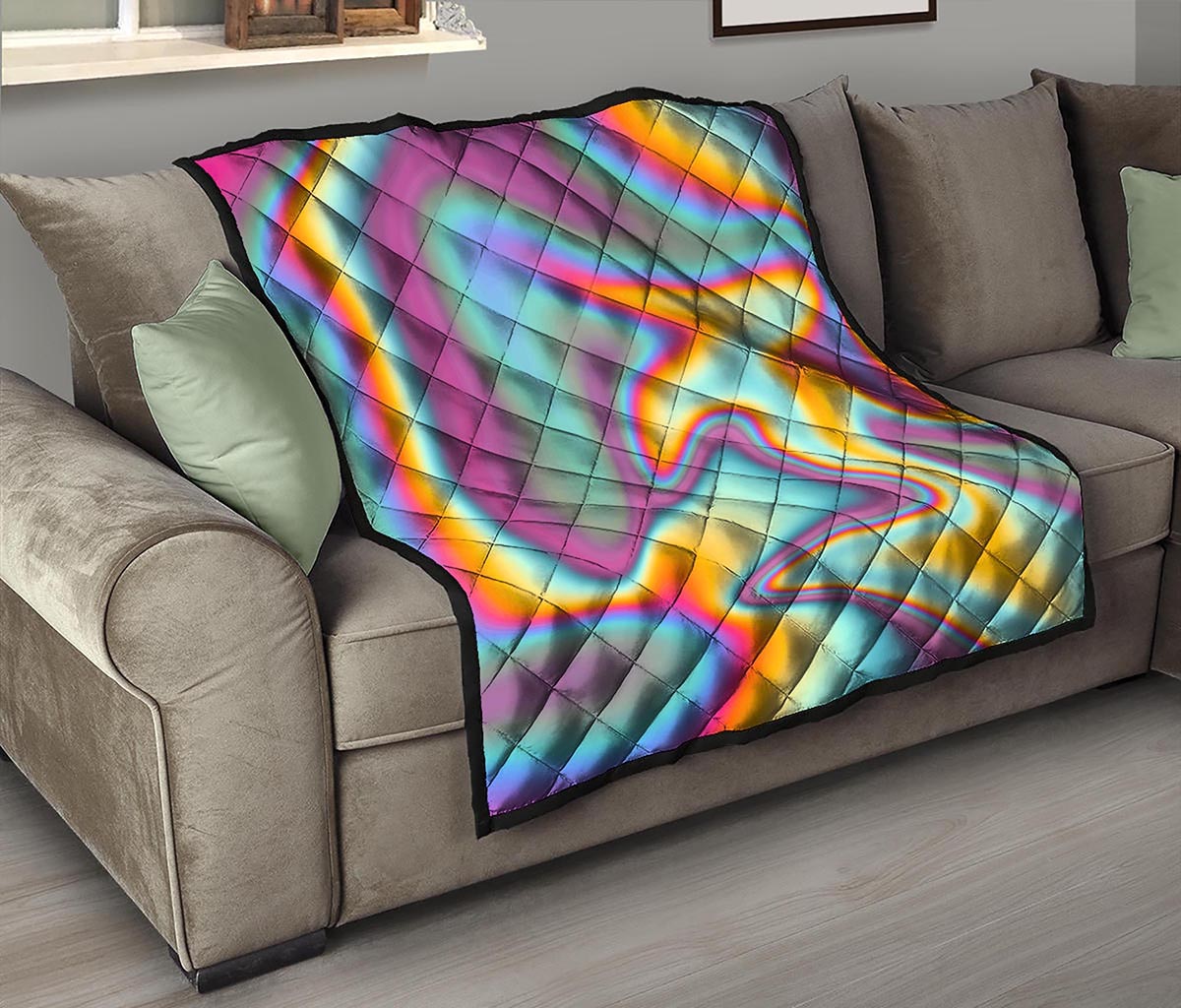Liquid Holographic Trippy Print Quilt