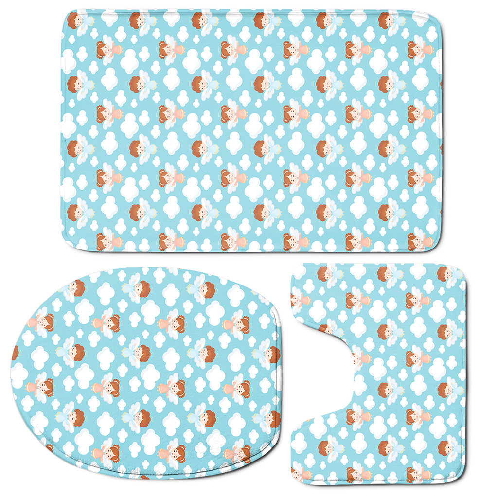 Little Angel Pattern Print 3 Piece Bath Mat Set