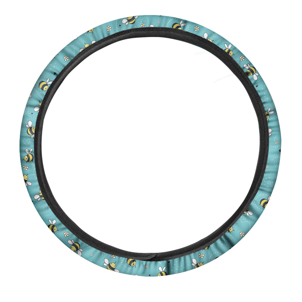 Little Bee Pattern Print Car Steering Wheel Cover