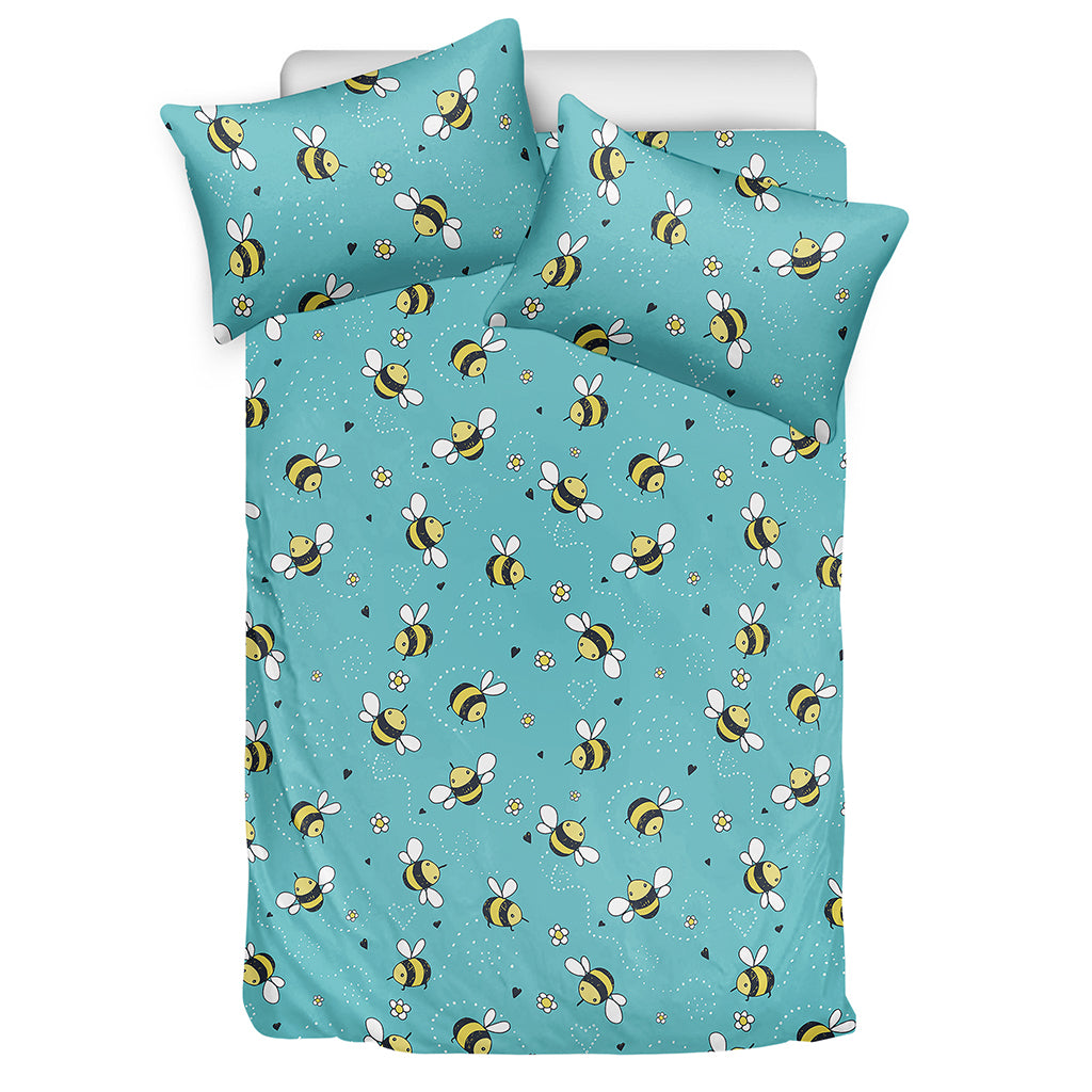 Little Bee Pattern Print Duvet Cover Bedding Set