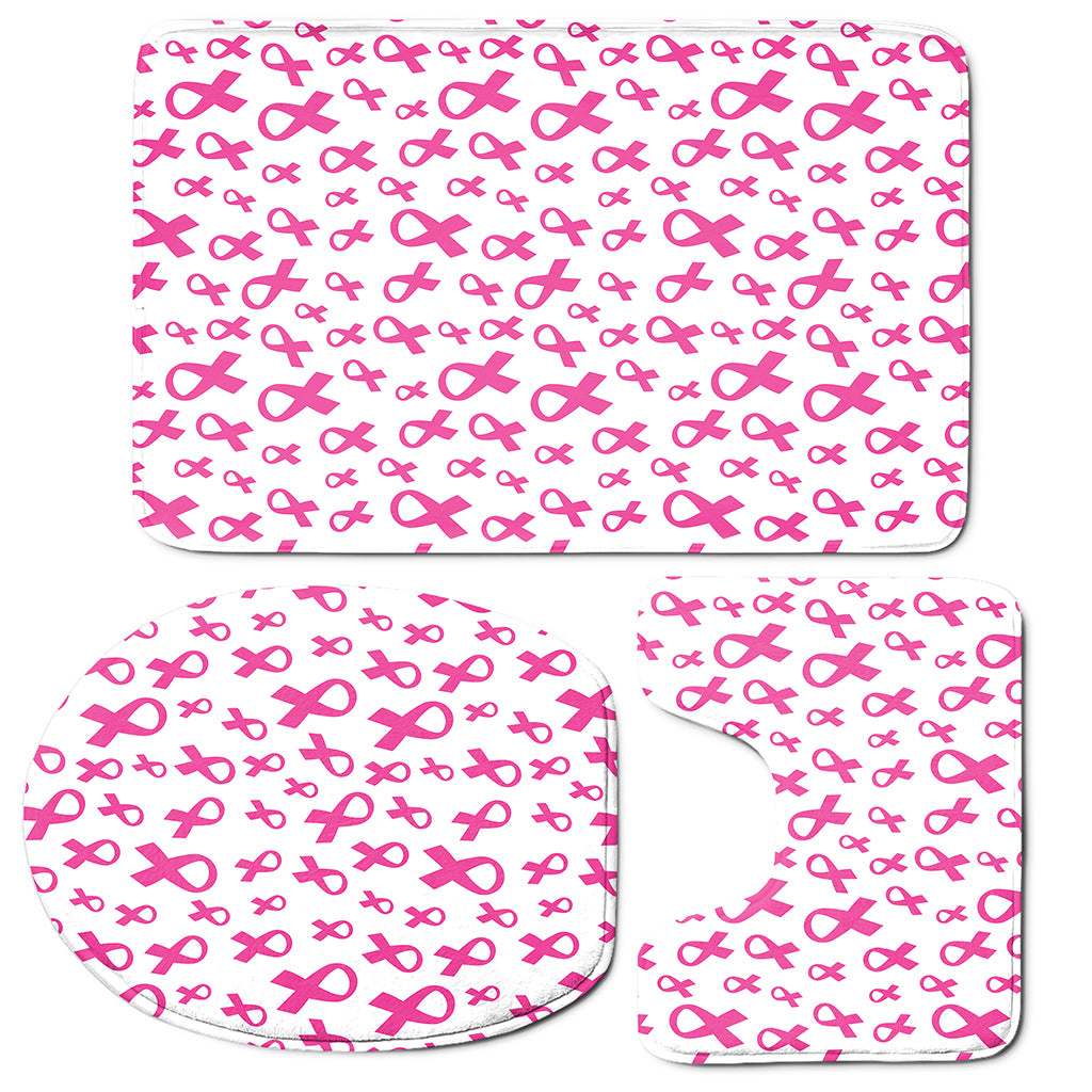 Little Breast Cancer Ribbon Print 3 Piece Bath Mat Set
