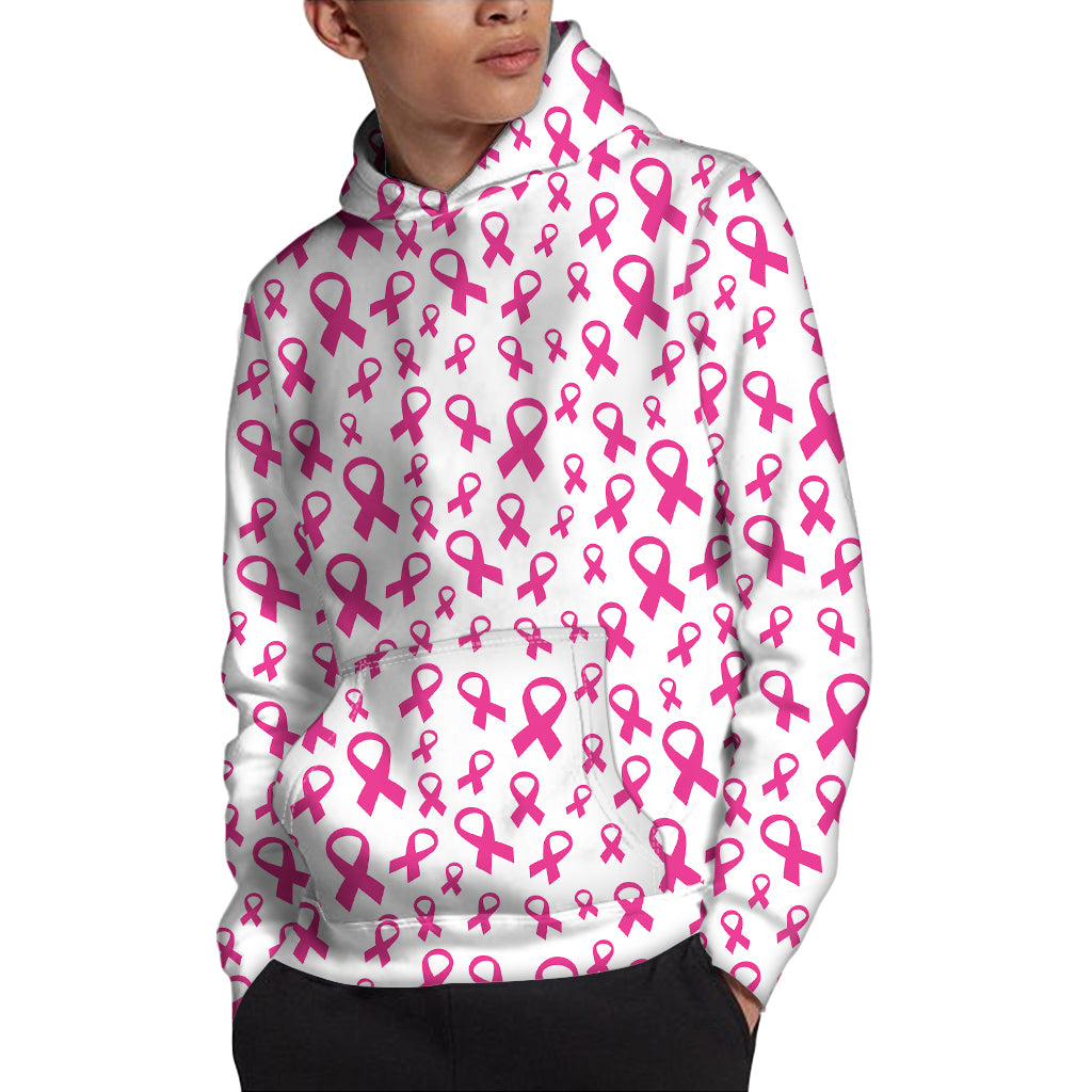 Little Breast Cancer Ribbon Print Pullover Hoodie