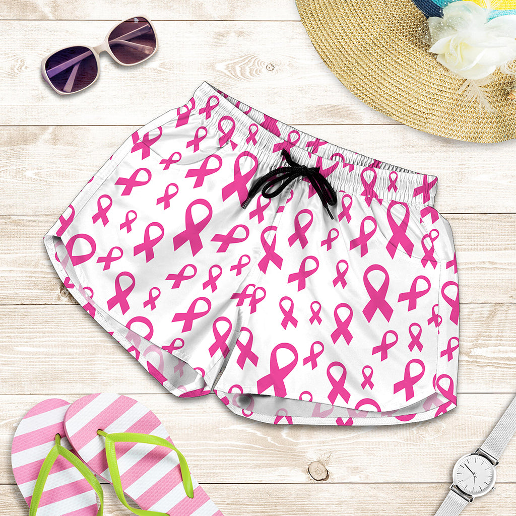 Little Breast Cancer Ribbon Print Women's Shorts