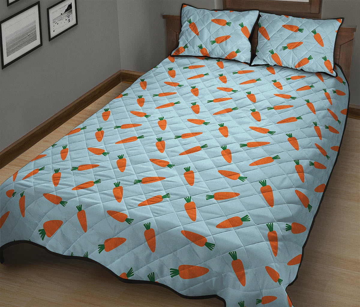 Little Carrot Pattern Print Quilt Bed Set
