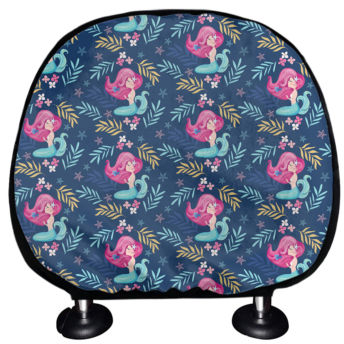 Little Cute Mermaid Pattern Print Car Headrest Covers