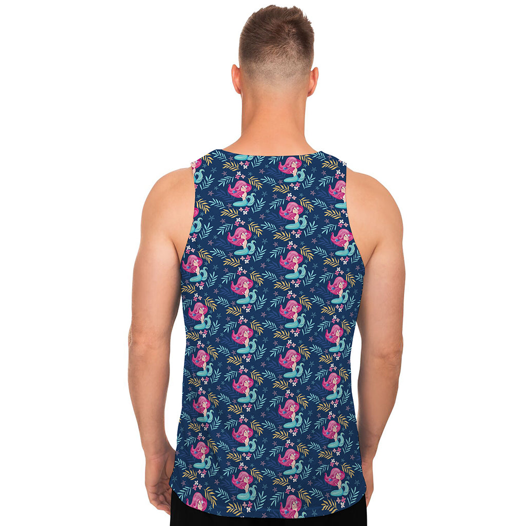 Little Cute Mermaid Pattern Print Men's Tank Top