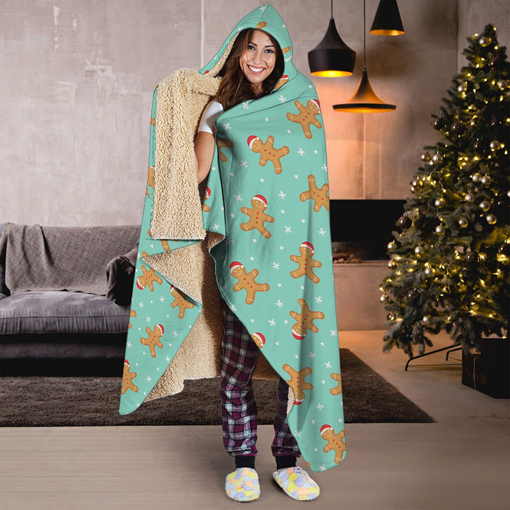 Little Gingerbread Man Pattern Print Hooded Blanket