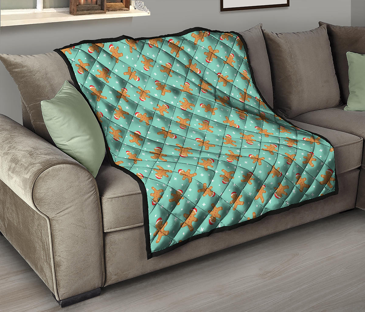 Little Gingerbread Man Pattern Print Quilt
